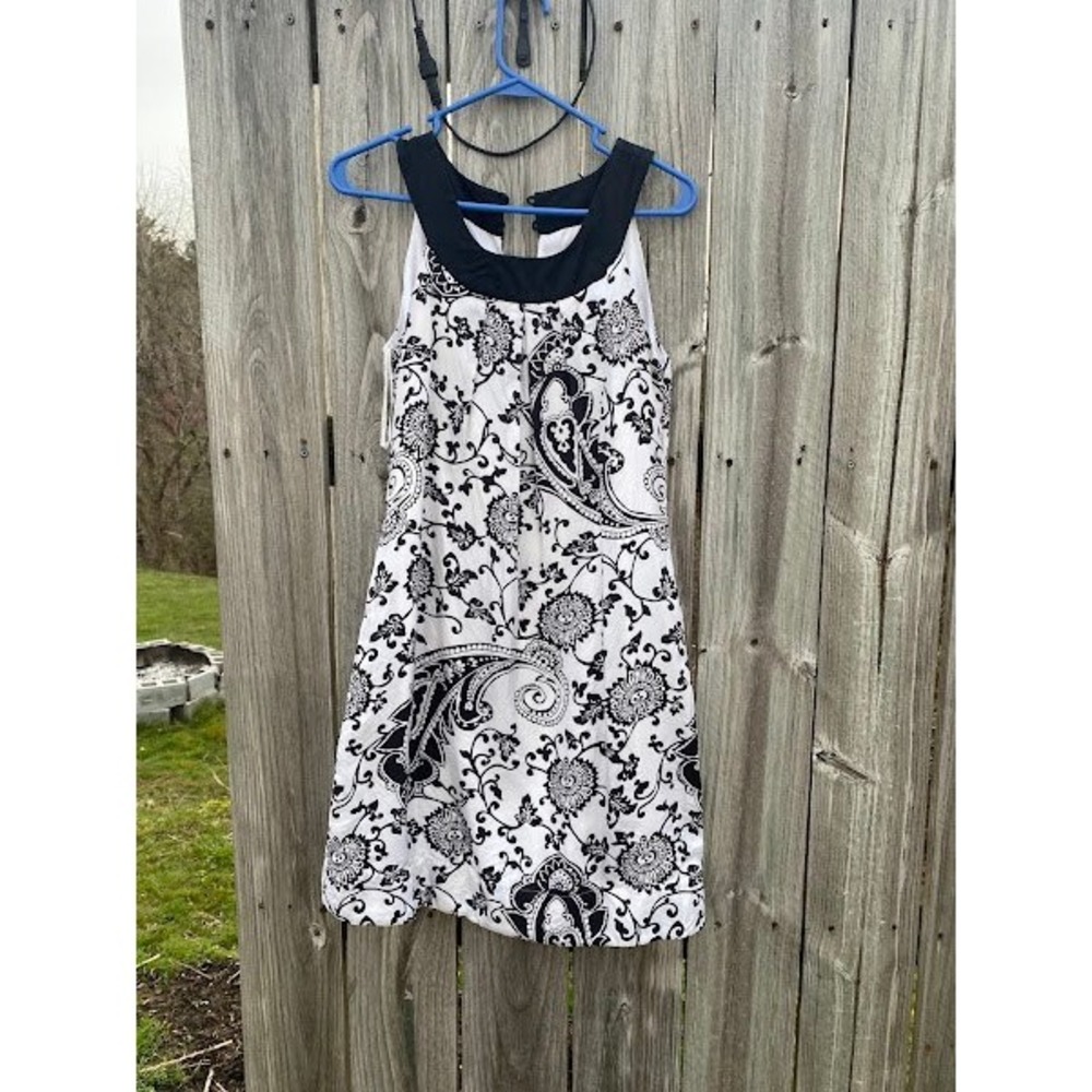 White House Black Market Black and White Paisley Mini Dress